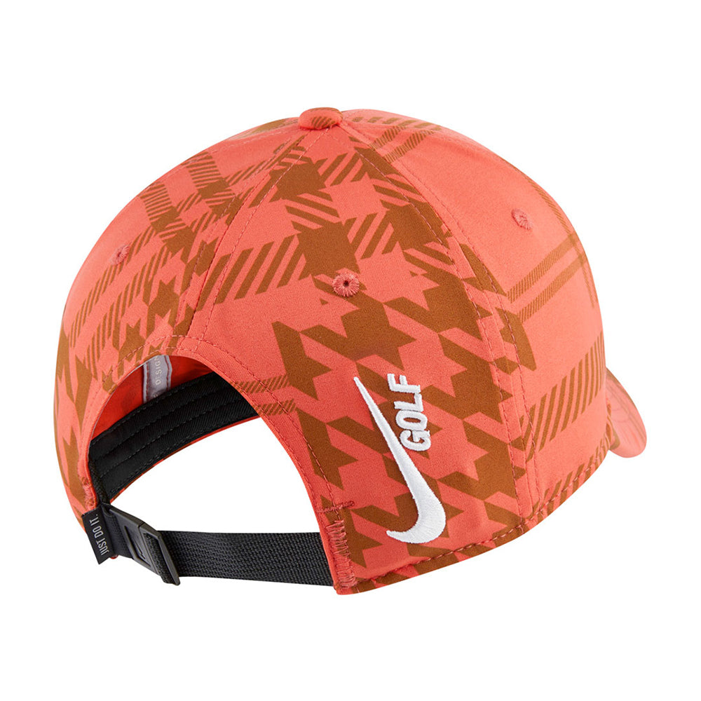 Nike Golf AeroBill Classic Cap - Coral Red / Rust Houndstooth Plaid