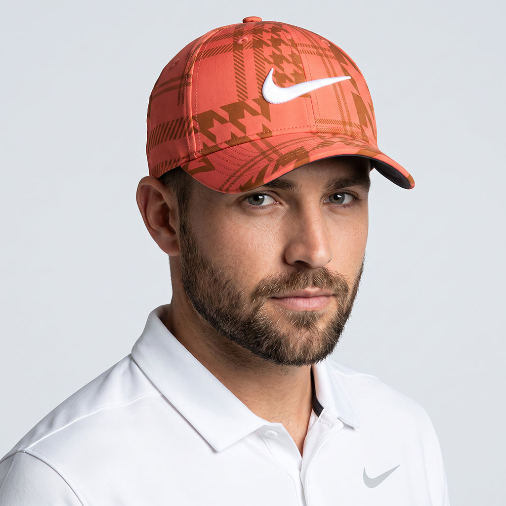 Nike Golf AeroBill Classic Cap - Coral Red / Rust Houndstooth Plaid