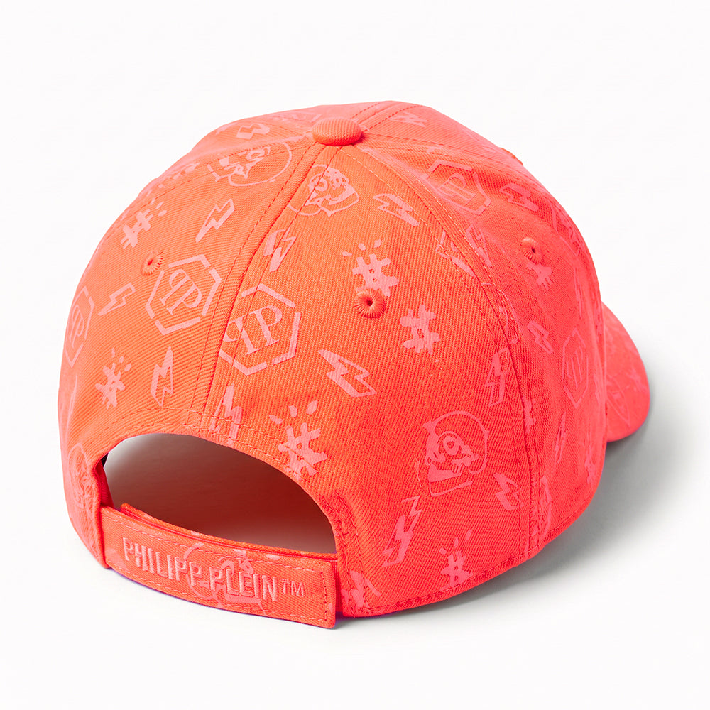 Philipp Plein Monogram All-Over Cap - Sunburst Neon Orange