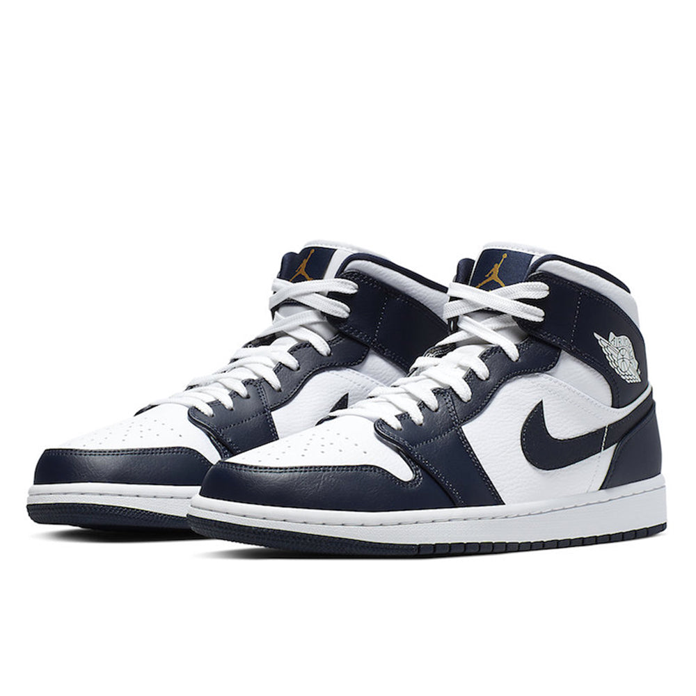 Air Jordan 1 Mid - White Metallic Gold Obsidian