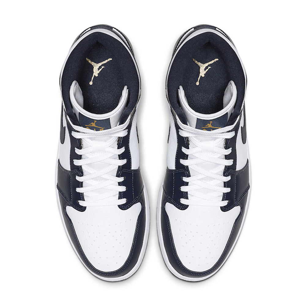 Air Jordan 1 Mid - White Metallic Gold Obsidian