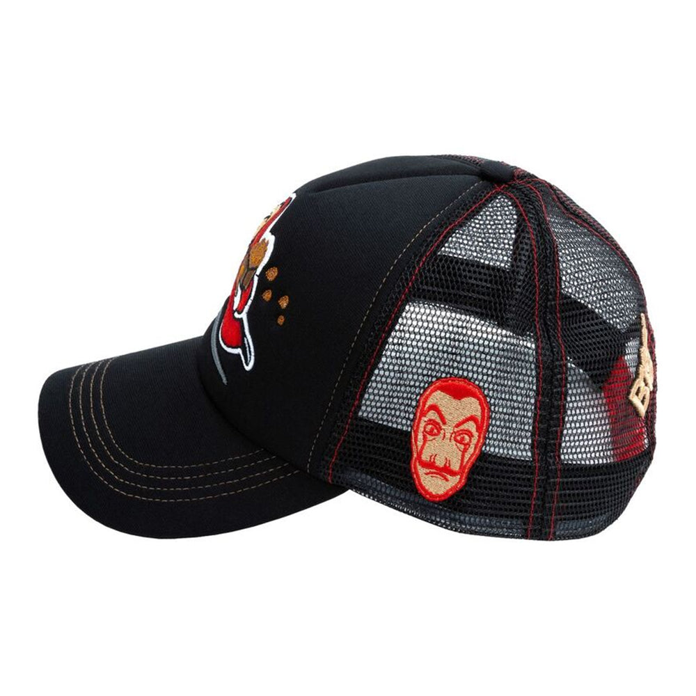 B180 Money Heist 4 Trucker Cap - Black / Red / Gold