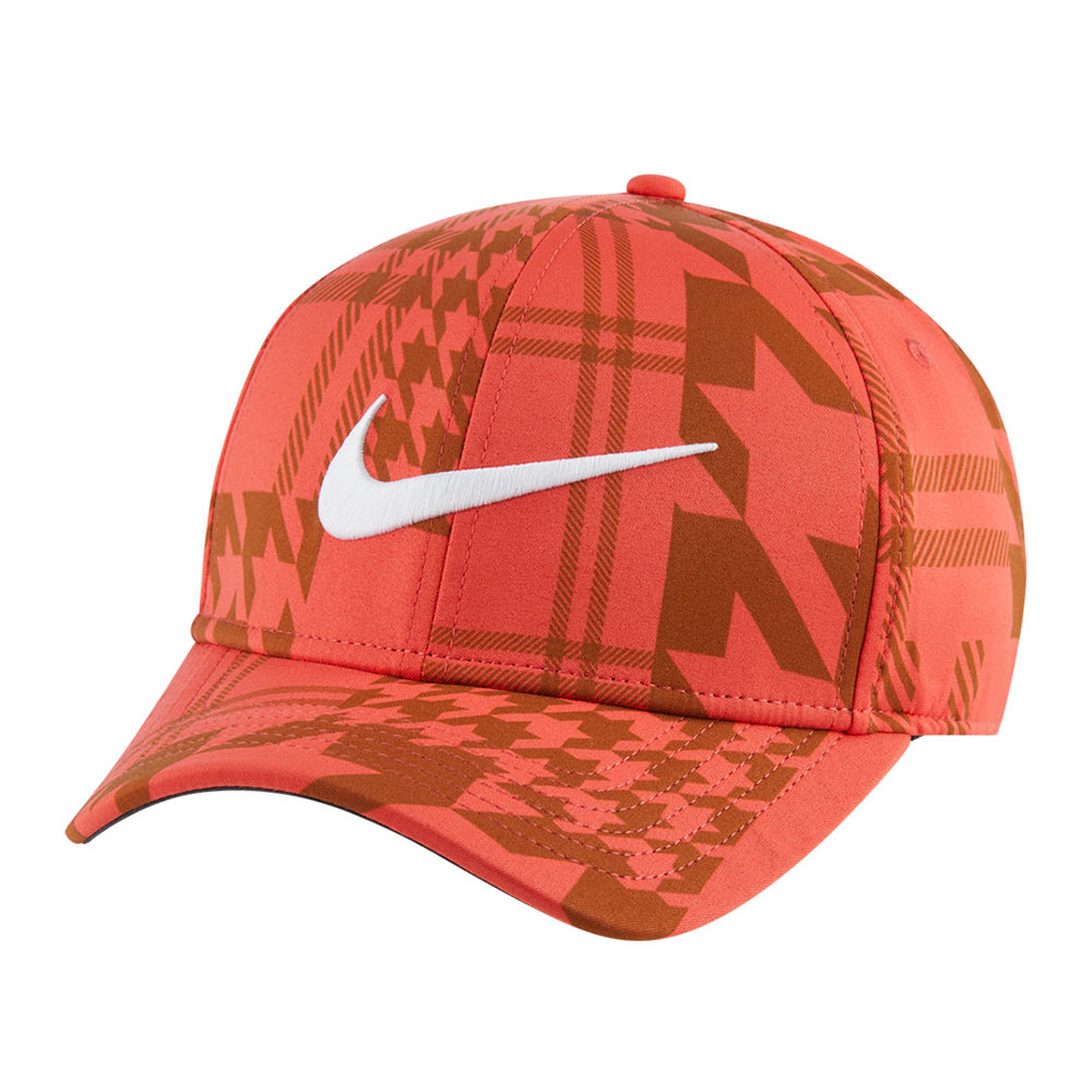 Nike Golf AeroBill Classic Cap - Coral Red / Rust Houndstooth Plaid